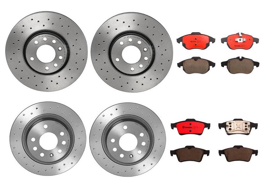 SAAB Brakes Kit - Pads & Rotors Front and Rear (302mm/278mm) (Xtra) (Ceramic) 93188377 - Brembo 3119972KIT